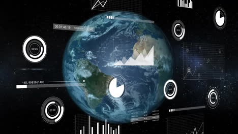 Animación-Del-Procesamiento-De-Datos-Financieros-Sobre-El-Mundo-Sobre-Fondo-Oscuro