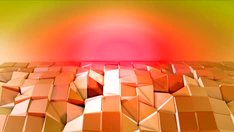 abstracto bajo poli estilo fondo en bucle. animación 3d sin costuras en 4k. colores de gradiente modernos. baja poli superficie roja amarilla con espacio de copia v2