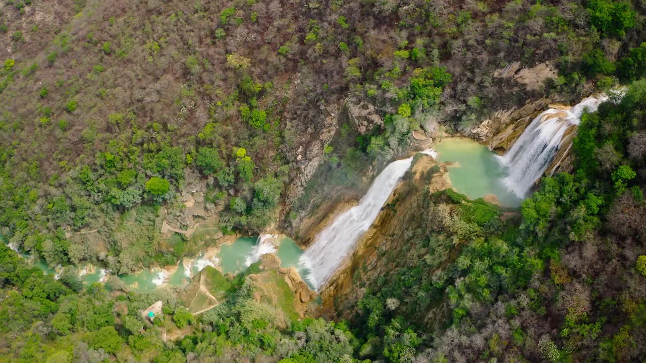 Aerial shot of El Chiflon waterfall in Chiapas, Mexico