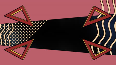 animación de triángulos giratorios, ondas y formas abstractas sobre fondo negro
