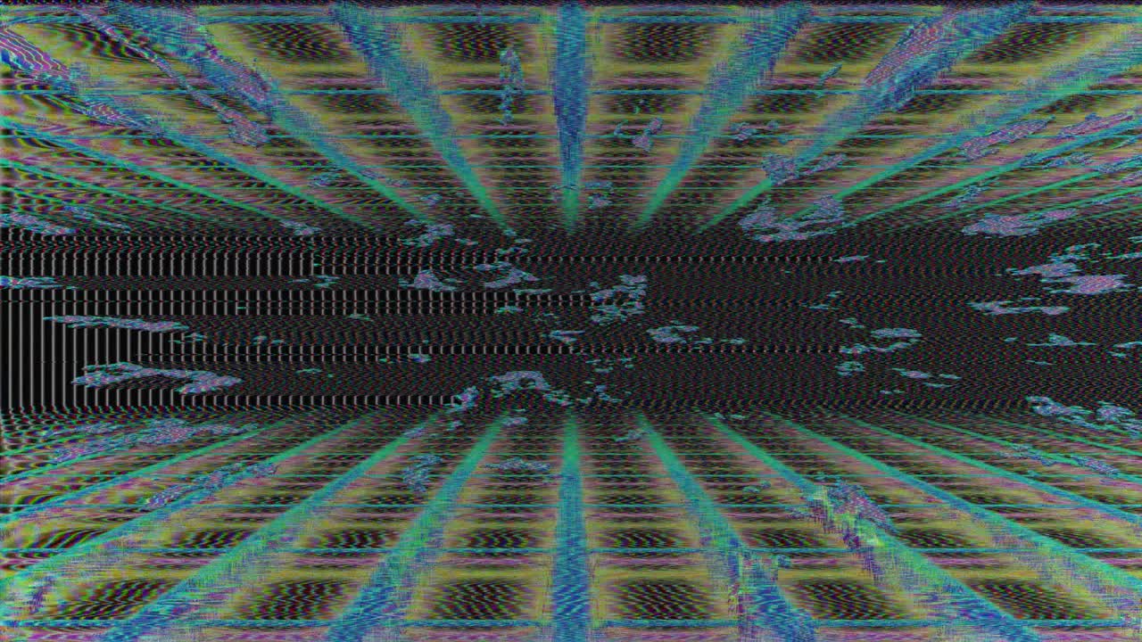 Abstract Vaporwave Grid Background with RGB Glitch Distortion