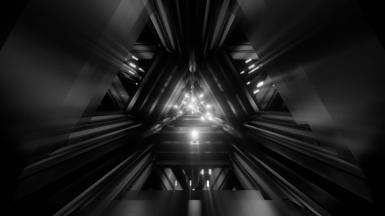 Futuristisch zwart-wit tunnel driehoek achtergrond
