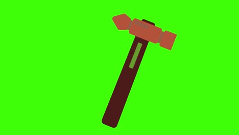 icon of a hammer tool on a green screen in 4k