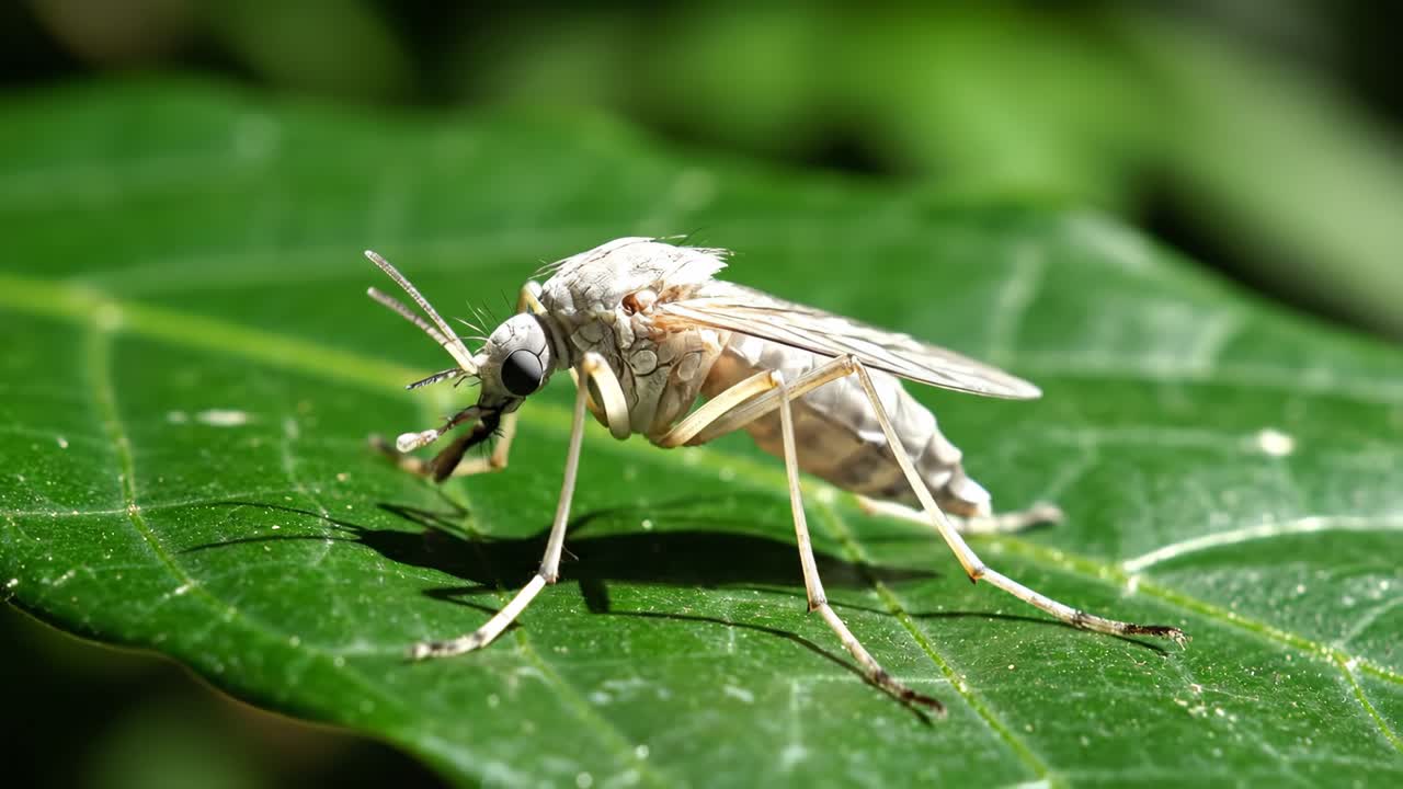 Close-up of a Mosquito on a Leaf