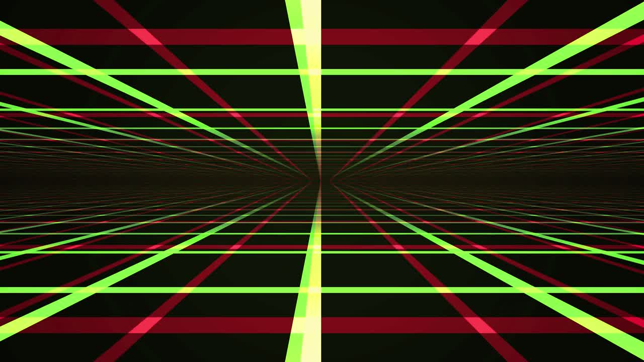 Linee di griglia luminose astratte che si muovono verso il punto di fuga
