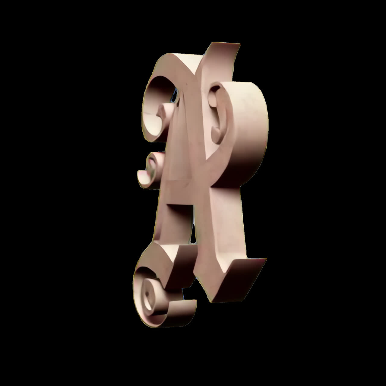 Elegant 3D ornate letter design animation isolated asset, transparent 4K video, alpha channel