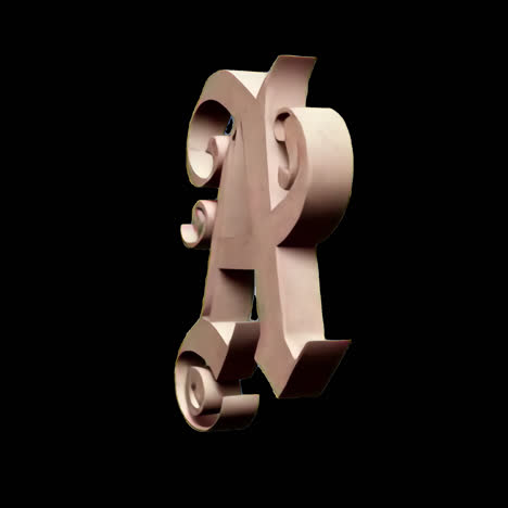 elegant 3d ornate letter design animation isolated asset, transparent 4k video, alpha channel