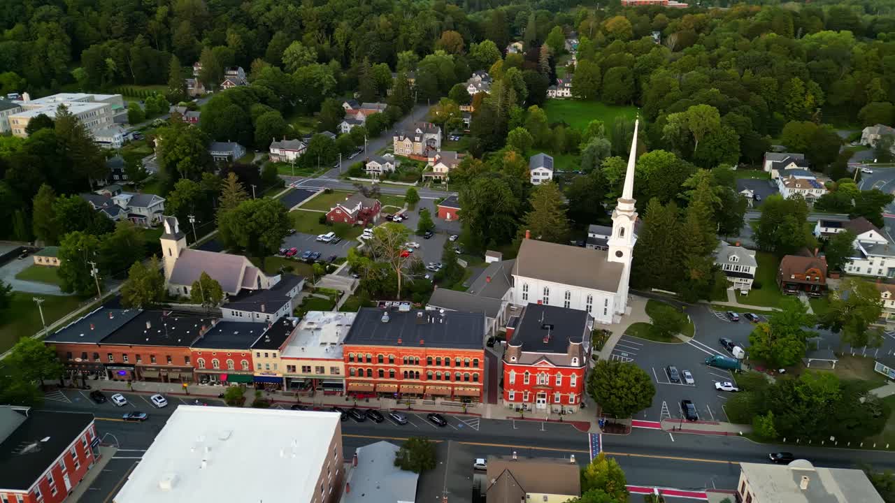 Neighborhood Of 15 Main St In Lee, MA, USA - Drone Shot