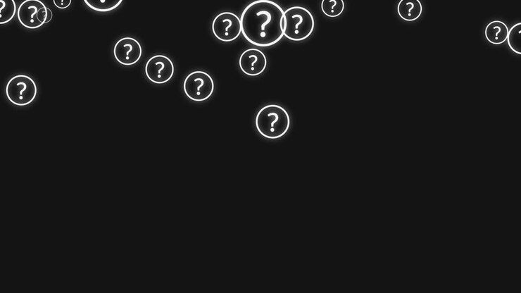 Animated Question Mark Symbols Floating on Black Background