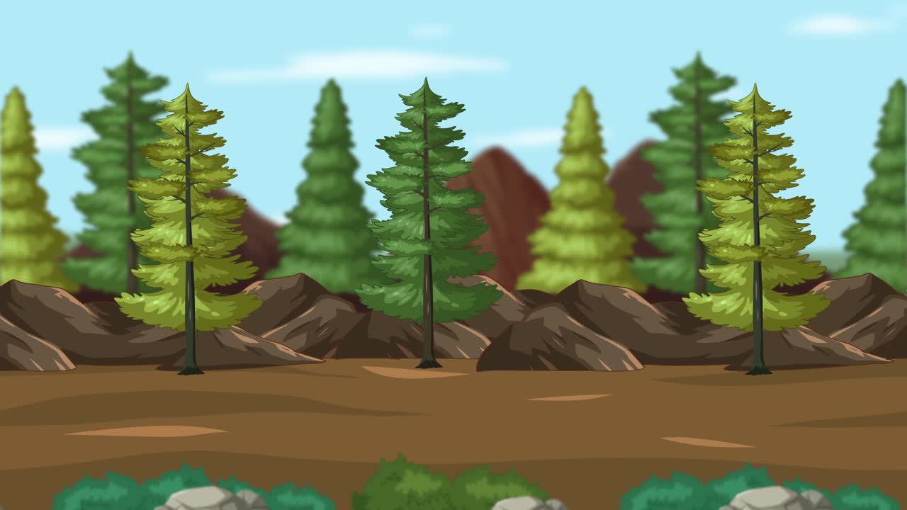 Trees and mountains in a moving forest scene | Premium Stock Video Footage