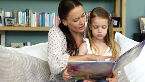 mother reading a story to her daughter