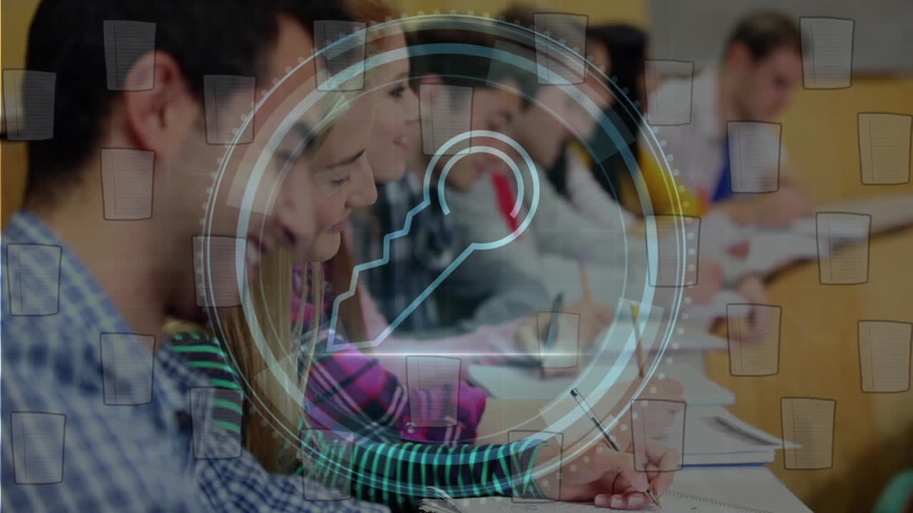 animación del procesamiento de datos sobre la escritura de diversos estudiantes