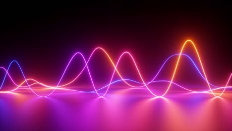 glowing neon lines, abstract background, signal chart, equalizer, laser show, impulse power, energy, chaotic waves, looped animation