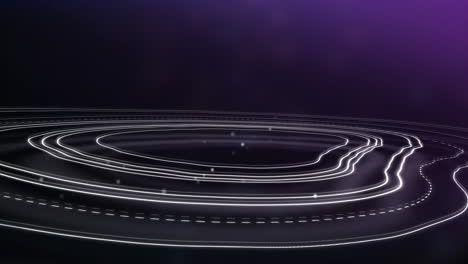 animation of glowing lines in circular motion against purple background