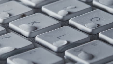 time lapse of defrosting computer keyboard. macro detail