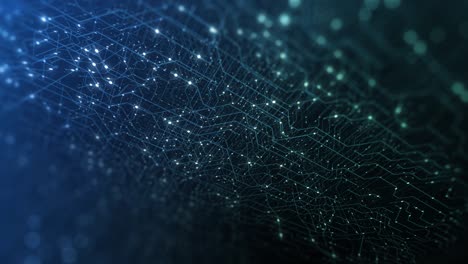 abstract circuit board. electronic computer hardware technology. motherboard digital chip. matrix particles grid virtual reality. network communication. information cpu. 3d render, 4k seamless loop