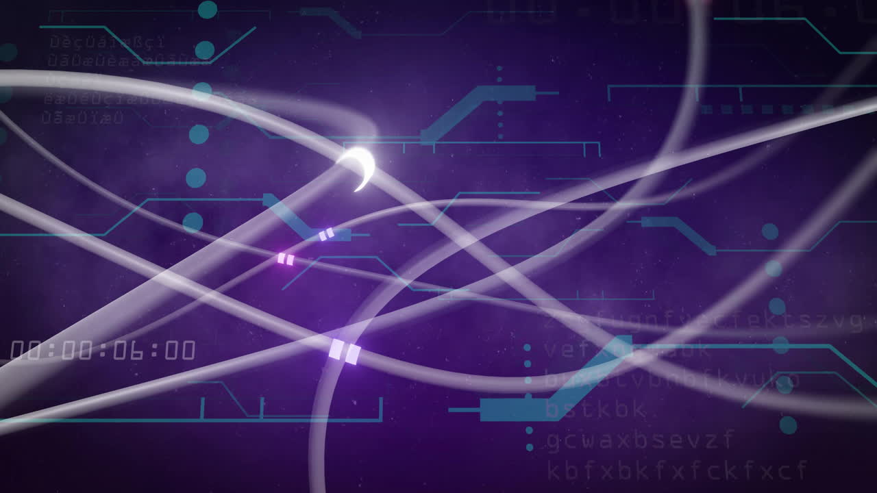 디지털 데이터 처리의 애니메이션과 어두운 배경에 빛나는 연결 네트워크