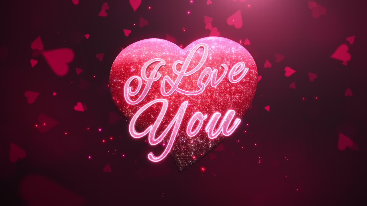나는 당신에게 발렌타인 데이 9에 텍스트와 모션 로맨틱 하트를 사랑합니다