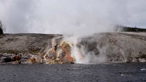 waterfall from excelsior geyser to firehole river