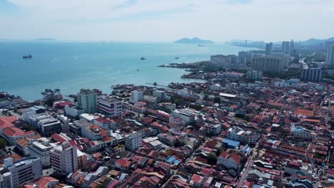 view of penang city with the iconic penang bridge in the far distance