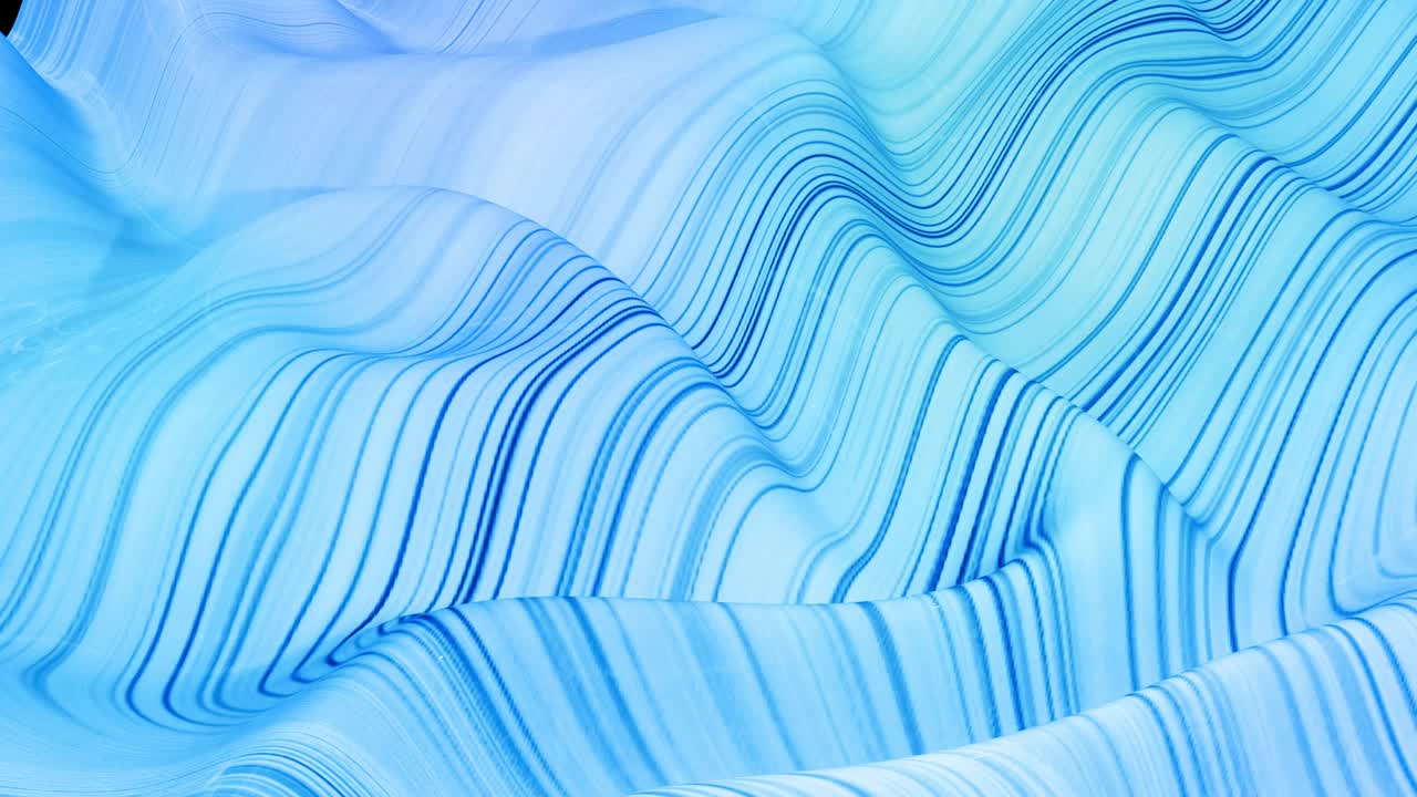 fondo líquido abstracto en bucle con patrón brillante ondulado en una superficie brillante y brillante. fluido azul viscoso como la superficie de papel de aluminio o vidrio brillante. hermoso telón de fondo festivo creativo. simple bg brillante