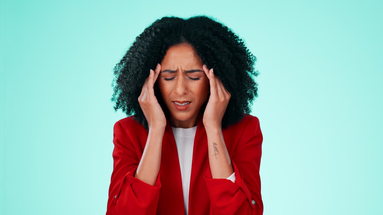 Stress, headache and anxiety with a black woman