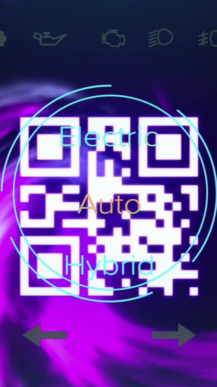 Animation of speedometer over neon qr code scanner and purple digital wave on black background
