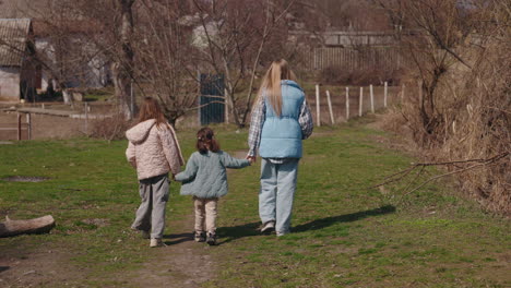 family walk in countryside