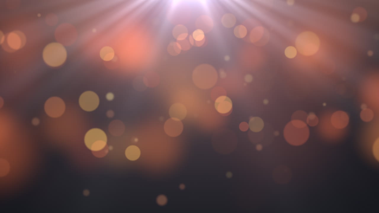 partículas abstractas de movimiento y mosca y bokeh redondo sobre fondo de colores oscuros