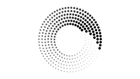 halftone dotted circle rotating. abstract dot round half tone spinning elements