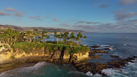 Aerial-view-of-Laguna-Beach-coastline,-Orange-County,-Southern-California-coastline,-USA