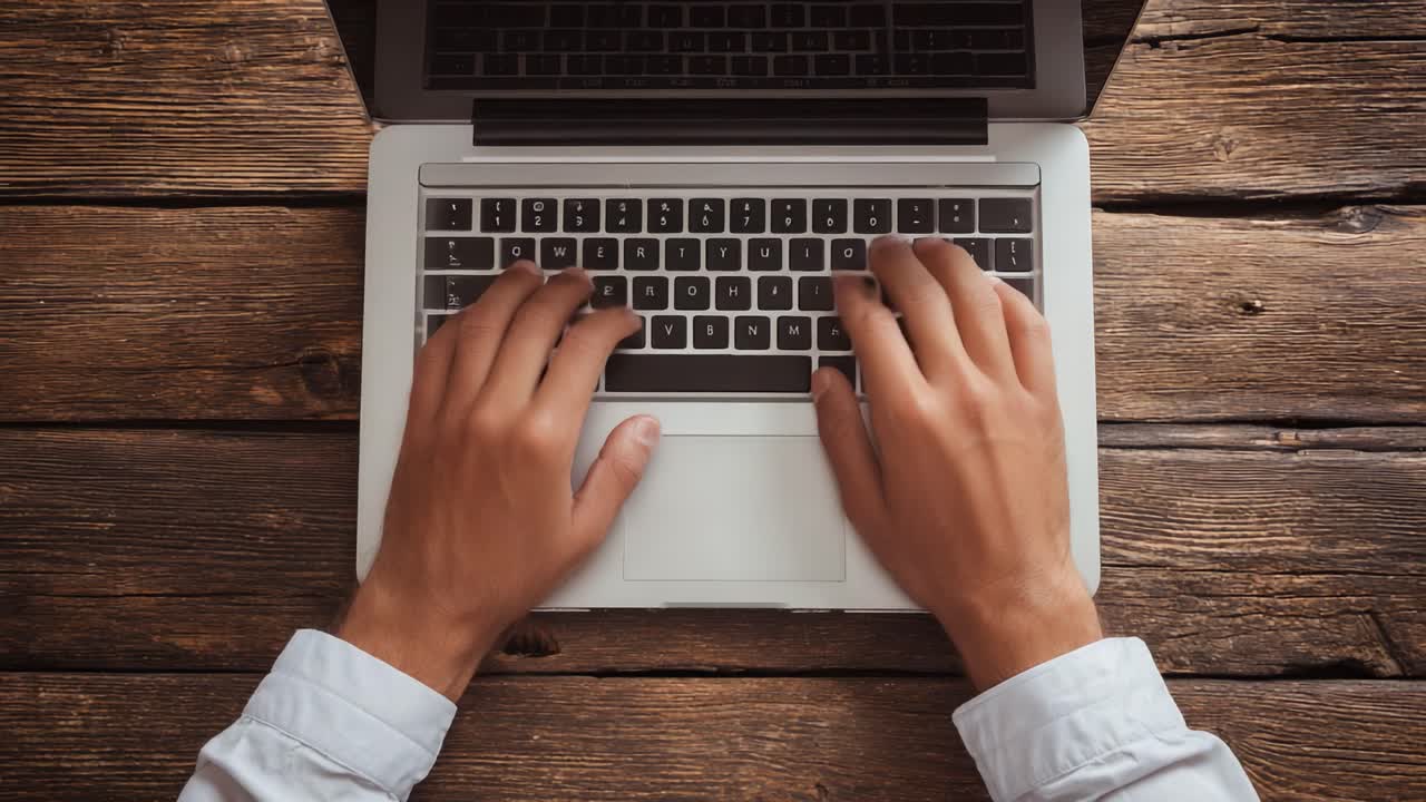 Focused Hands Typing on a Laptop Keyboard, Showcasing the Art of Communication and Expression in a Digital Workspace Environment