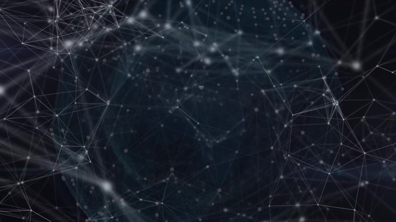 Animation of network of connections and globe over dark background