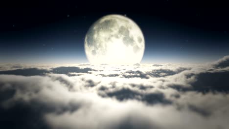 dream fly in clouds and moon 4k