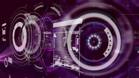 animación del procesamiento de datos diversos en la pantalla digital