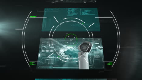 Animation of data processing on black background