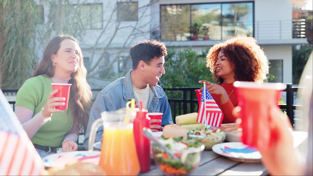 Friends having a 4th of July party