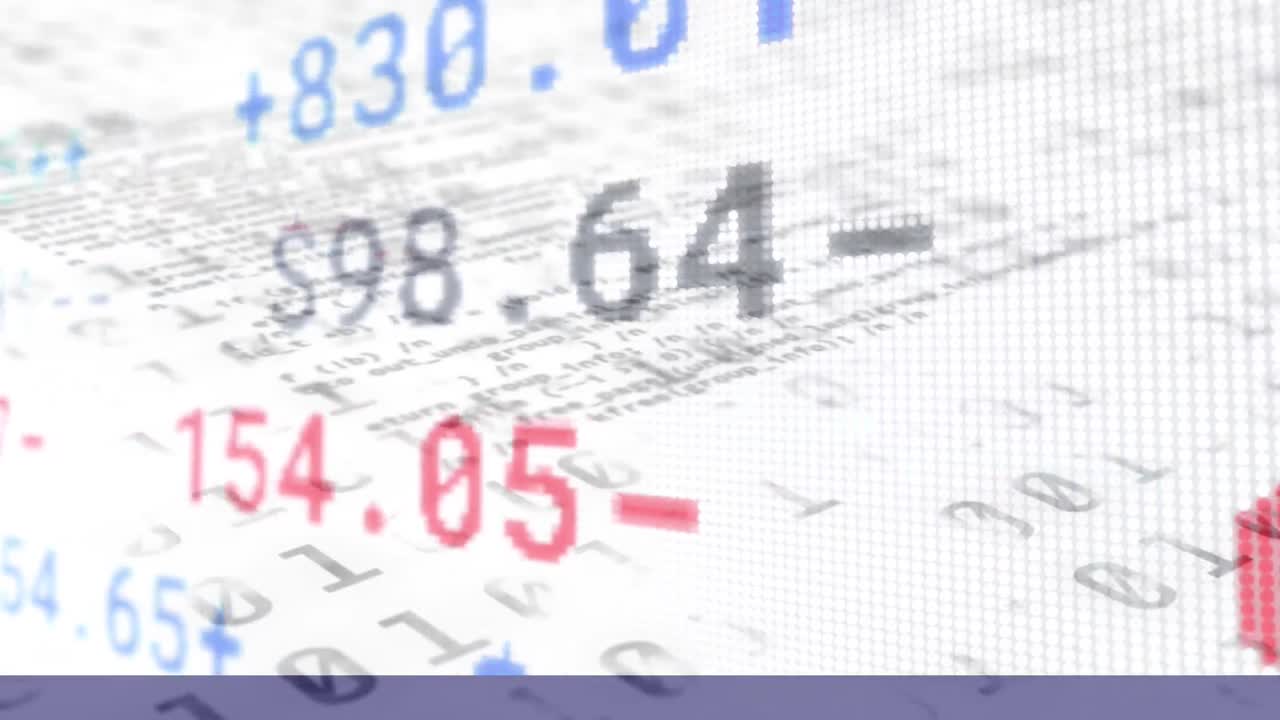 animación del procesamiento de datos financieros a través de codificación binaria