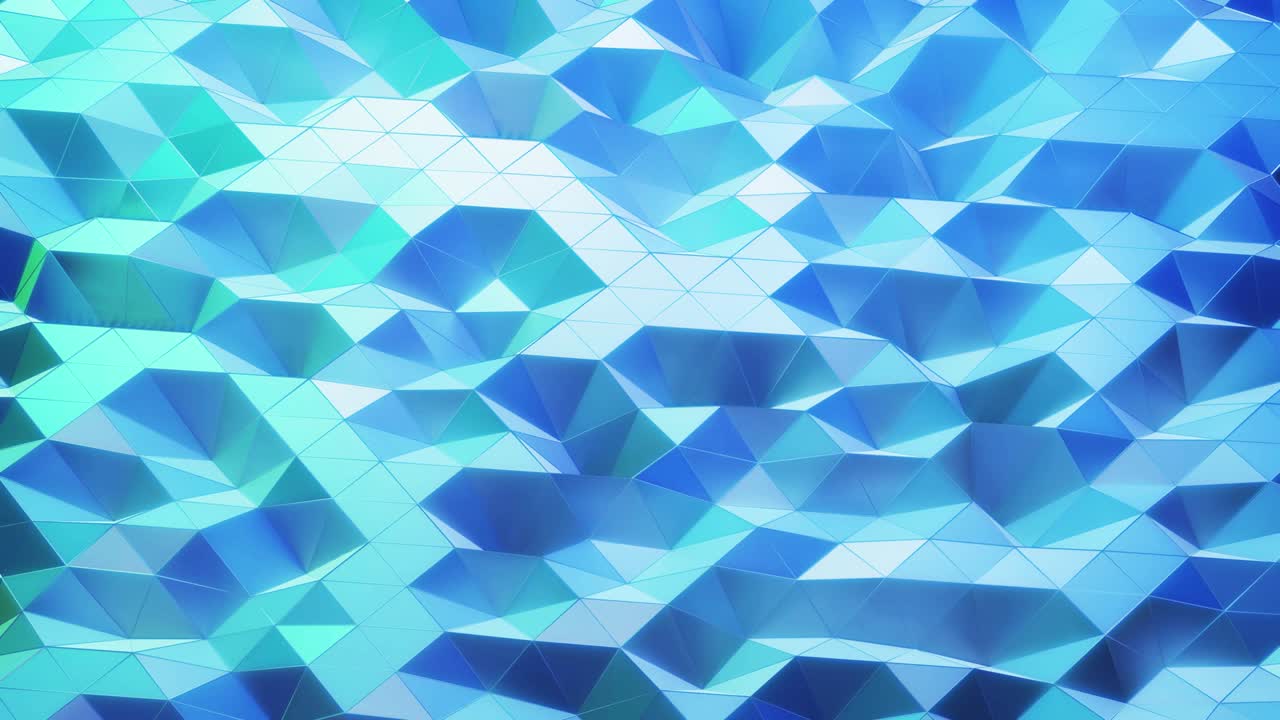 스타일리시 크리에이티브 어브스트랙티브 로우 폴리 배경 4k, 룩으로 반이는 표면 위에서 움직이는 추상적인 파동, 부드러운 부드러운 원활한 애니메이션, 간단한 미니멀리즘 기하학, 블루 그라디언트 색상