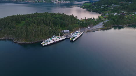 scenic fjord crusing - electric car ferry in majestic landscape