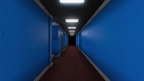 empty blue hallway