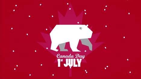 feliz celebración del día de canadá con letras y oso