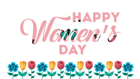 happy womens day lettering with garden flowers