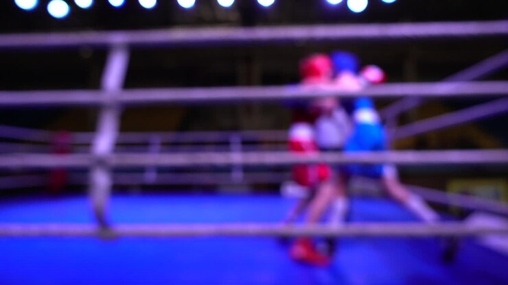 Pugili sul ring. Sfocato. Rallentatore