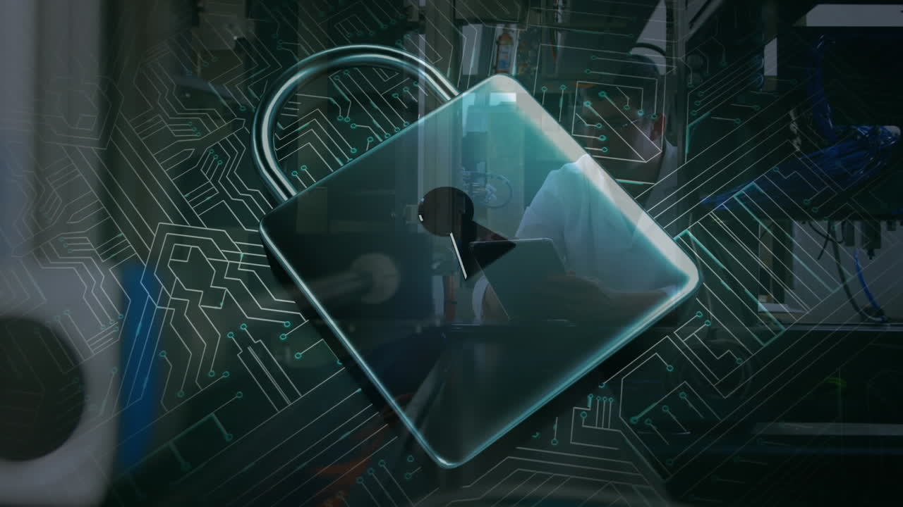 animación de un candado digital sobre sicentist usando una tableta