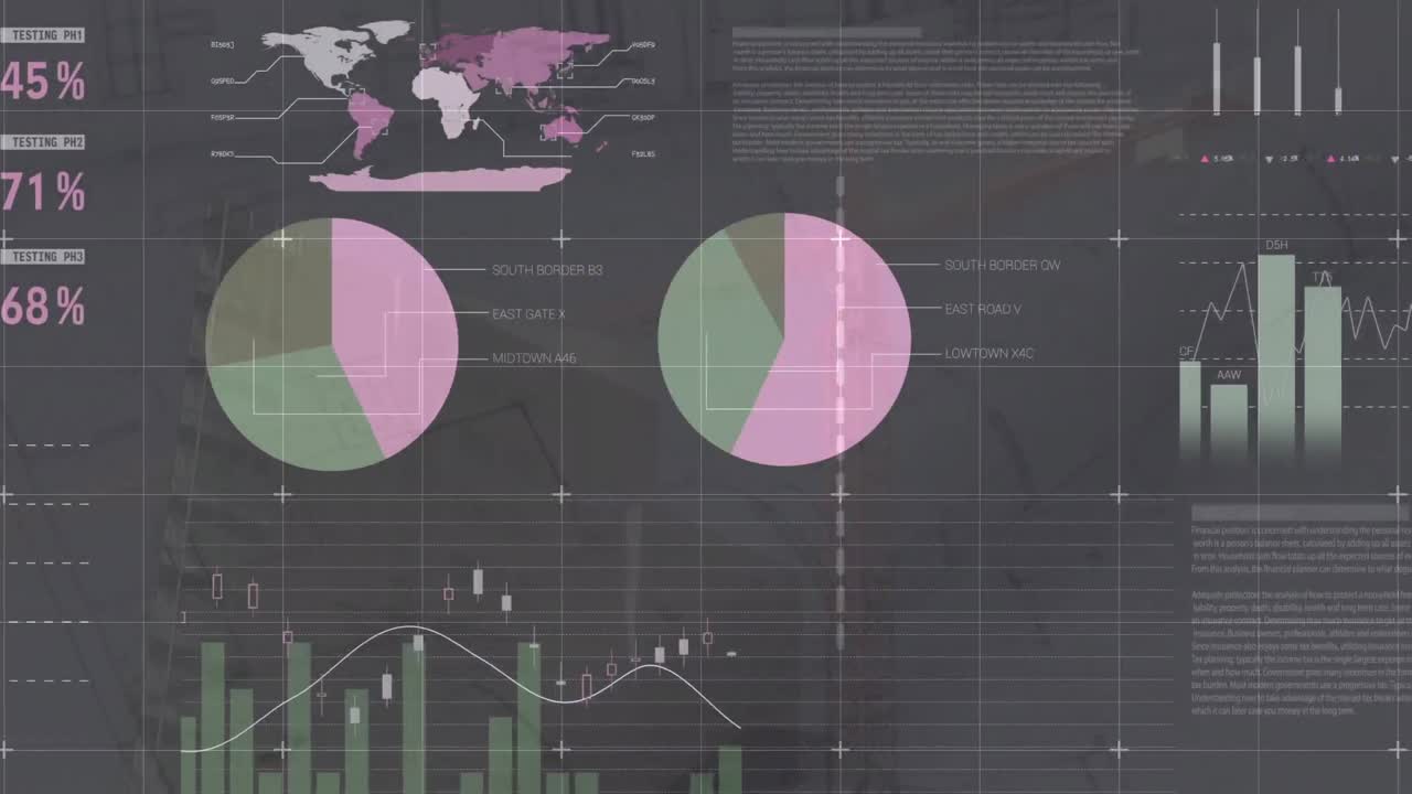 animación del procesamiento de datos financieros en la oficina