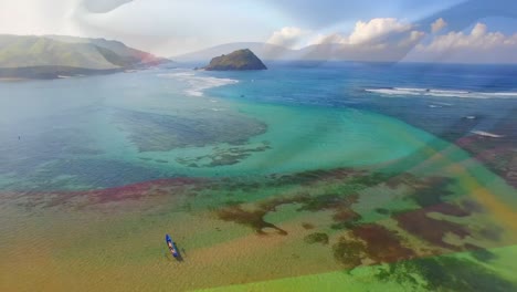 Animación-De-La-Bandera-De-Rusia-Ondeando-Sobre-El-Paisaje-Marino-De-La-Playa.