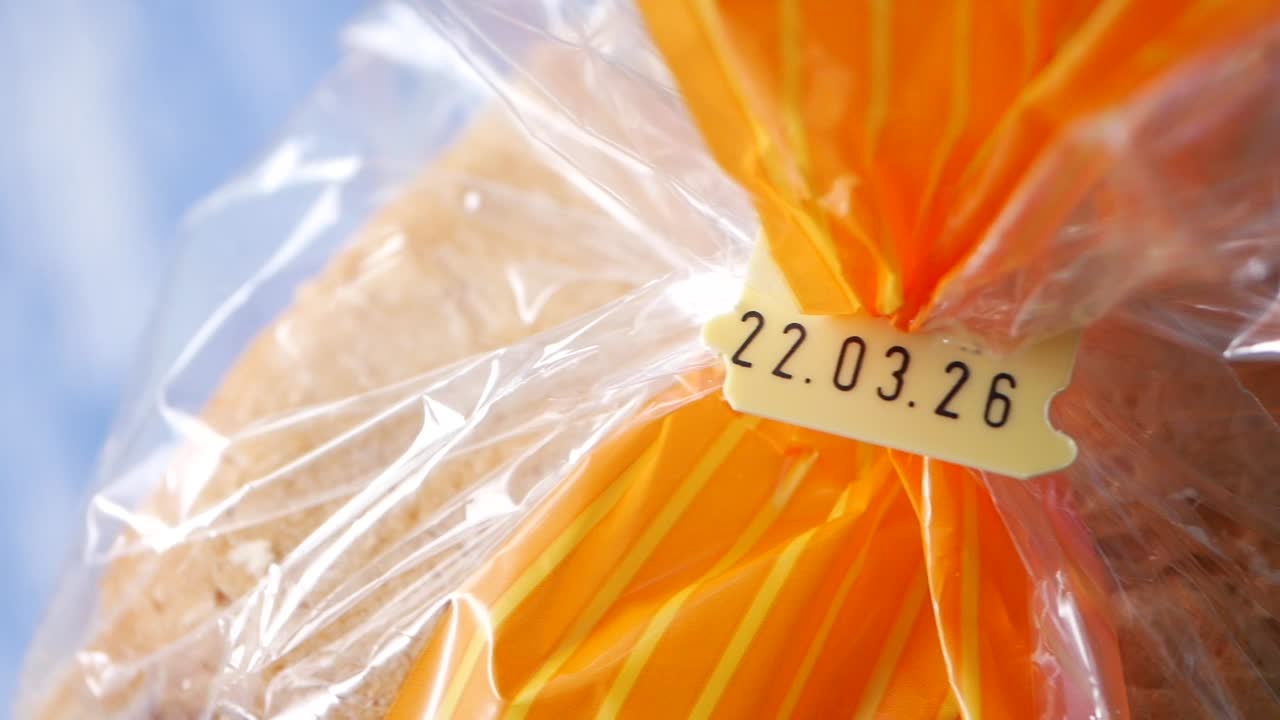 Close-up of Best Before Date on Packaged Bread