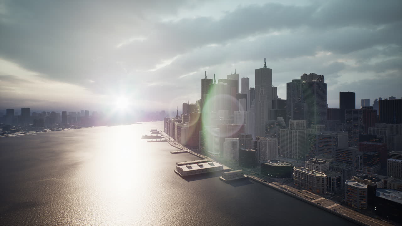 City Skyline Aerial View at Sunrise/Sunset