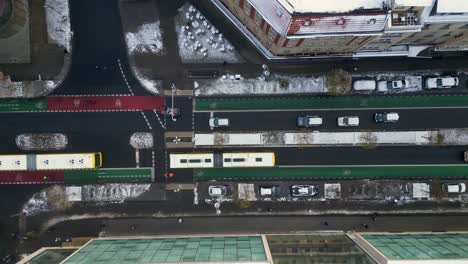 bus cars, xmas berlin snowy cloudy winter snow on roofs